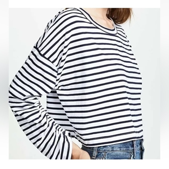 A.L.C. Madison Striped Long Sleeve Crop Top medium - Picture 12 of 12